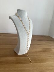 Gold Turuncu Taşlı Y Kolye