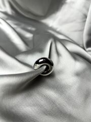Gümüş Rengi Küçük Boy Bombeli Model Sıkıştırma(earcuff) Küpe