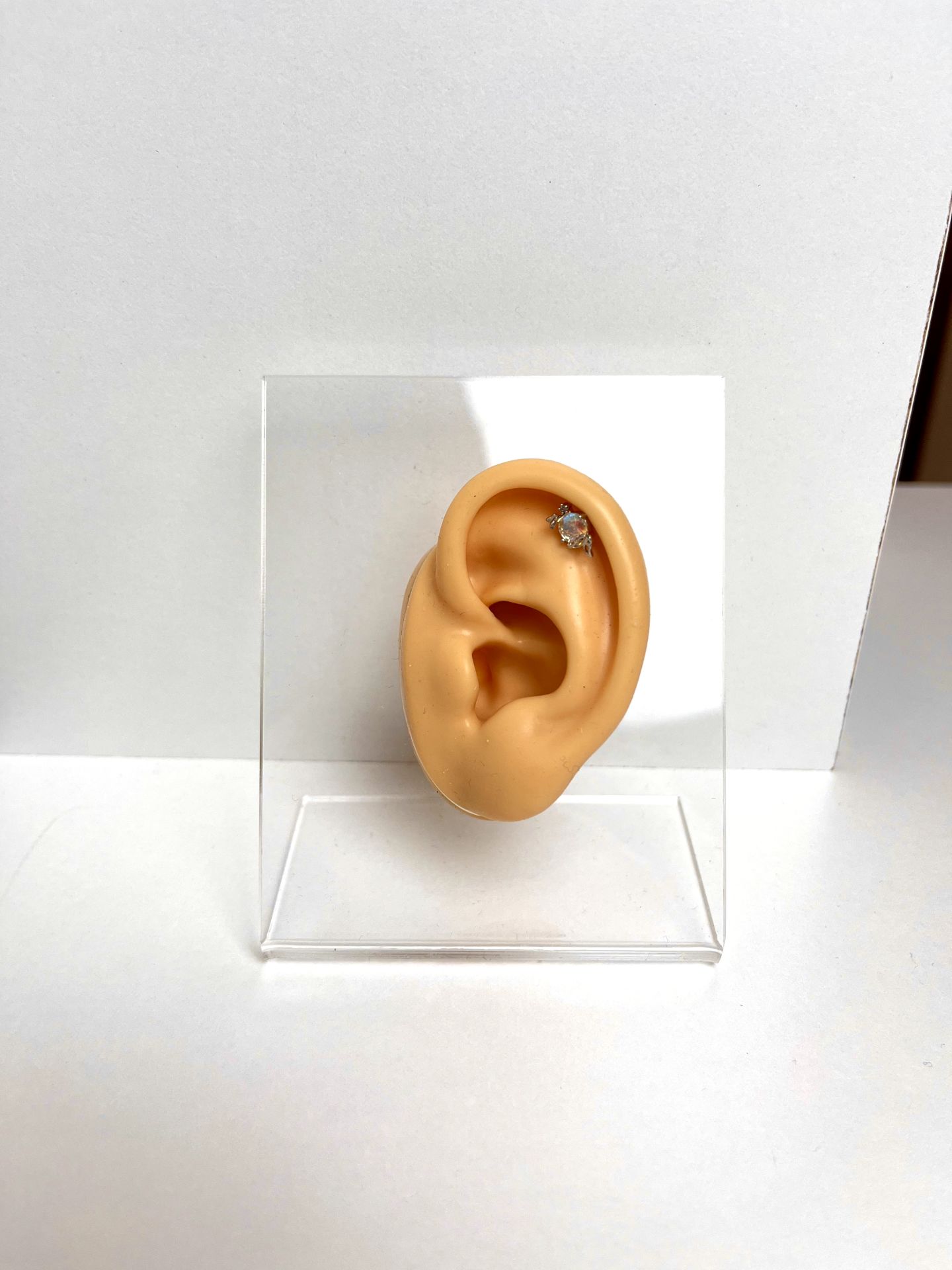 Gümüş Rengi Taşlı Kelebekli Model Piercing