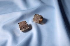 Rose-Gold Rengi Full Taş Kaplama Küpe