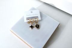 Rose- Gold Renk 3 lü Tasarım Set Küpe