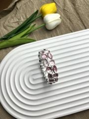 İncili-Pembe  Renkli İşlemeli Lastikli Bileklik