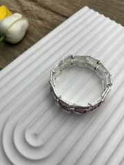 Pembe-Krem Karışık Renkli İşlemeli Lastikli Bileklik