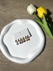Rose Rengi Kalp Figürlü Renkli 6'lı Set Küpe