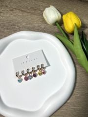 Rose Rengi Kalp Figürlü Renkli 6'lı Set Küpe