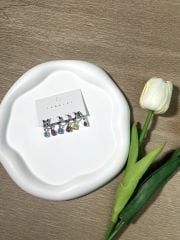 Gümüş Rengi Damla Figürlü Renkli 6'lı Set Küpe