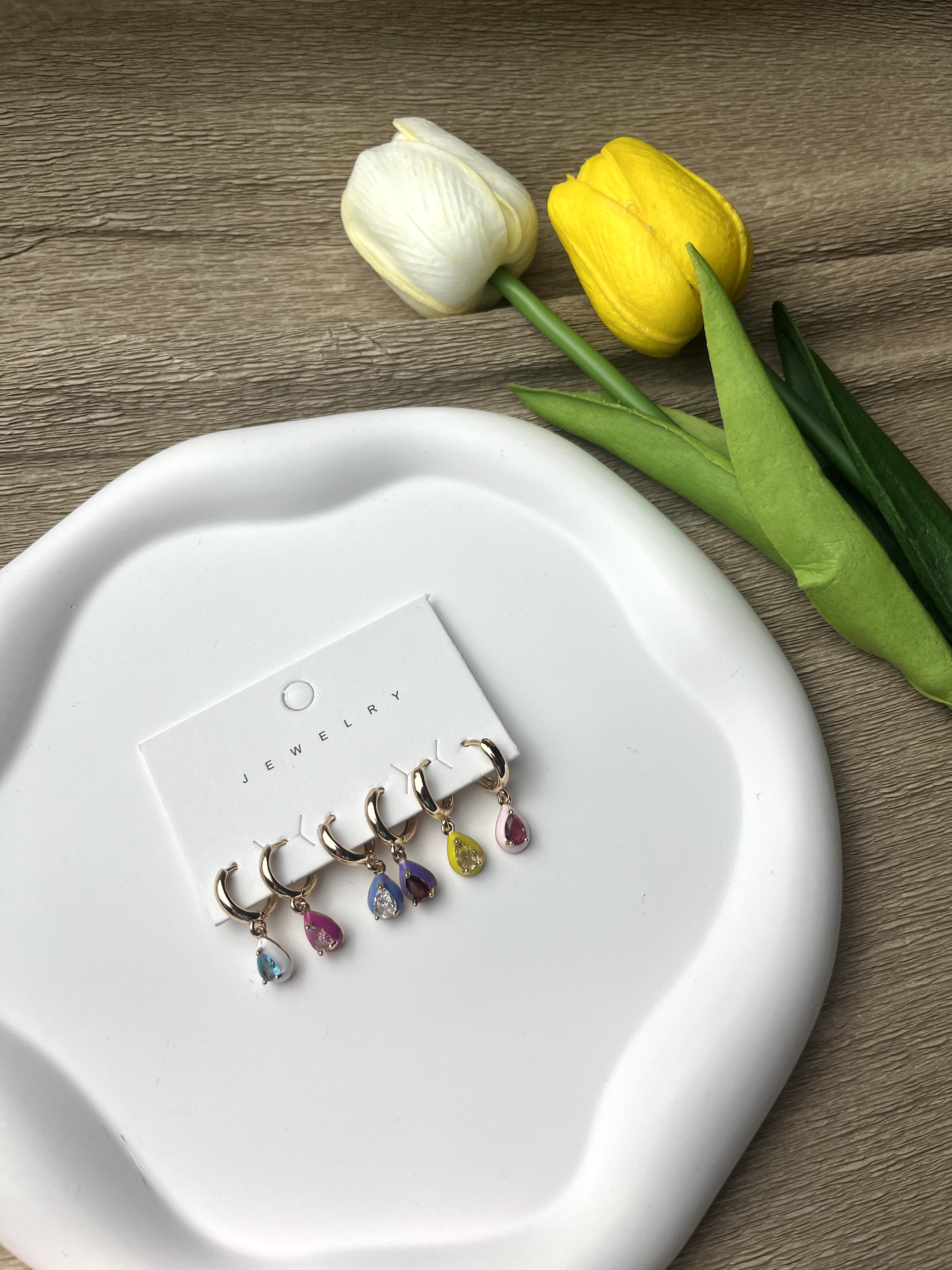 Rose Rengi Damla Figürlü Renkli 6'lı Set Küpe