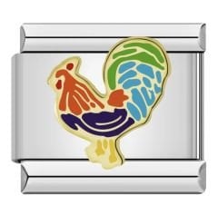 Gümüş Rengi Horozlu Charm