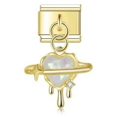 Altın Rengi Kalp Figürlü Sallantılı Charm
