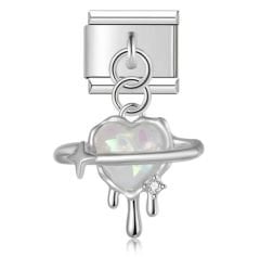 Gümüş Rengi Kalp Figürlü Sallantılı Charm