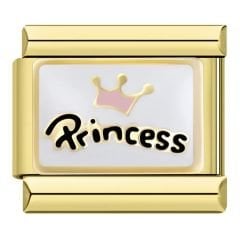 Princess Yazılı Altın Rengi Charm