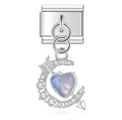 Oklu Taşlı Ay  Figürlü Sallantılı Charm