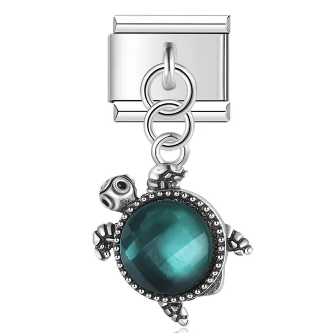 Yeşil Kaplumbağa Figürlü Sallantılı Charm