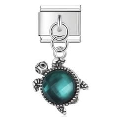 Yeşil Kaplumbağa Figürlü Sallantılı Charm