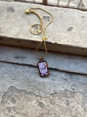 Altın Rengi Mor Ay Tarot Kolye