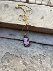 Altın Rengi Mor Ay Tarot Kolye