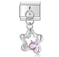 Pembe Taşlı Yıldız Figürlü Sallantılı Charm