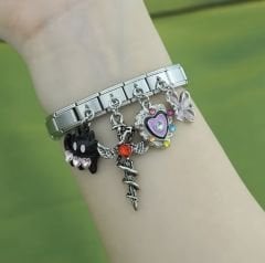 Gümüş Rengi Renkli Taşlı Kalp Figürlü Charm