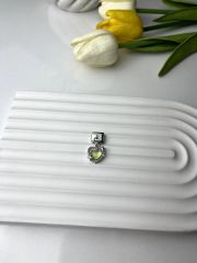 Yeşil-Pembe Taşlı Kalp Figürlü Charm