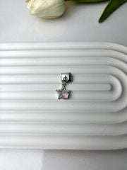 Pembe Taşlı İkili Yıldız Figürlü Charm