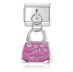 Pembe Çantalı Sallantılı Charm