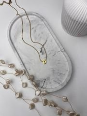 Altın Rengi Minimal  Model ‘D' Harfli Çelik Kolye
