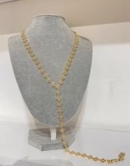 Gold Uzun Çiçek desen y Kolye