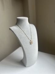 Gold Lale Desen Çelik Kolye